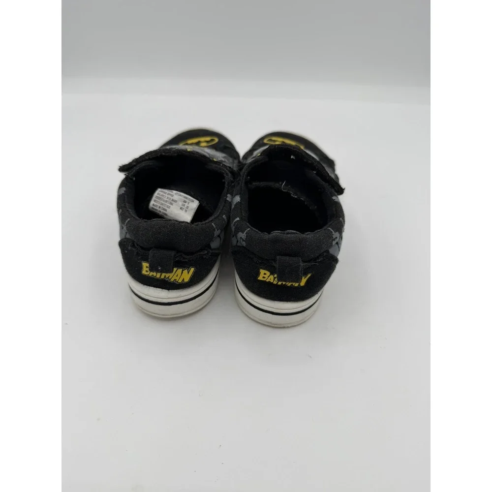 DC Batman Canvas Toddler Black Slip On Shoe Hook And Loop Closure Size 8